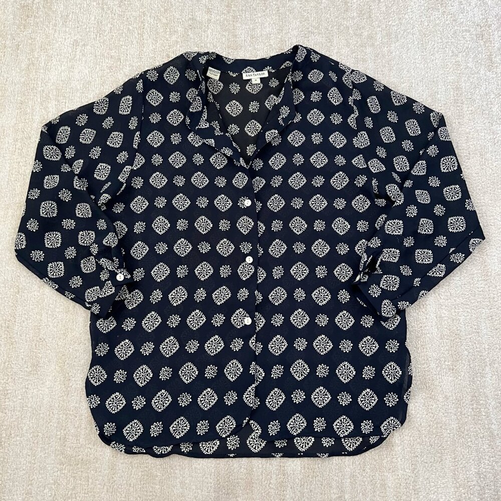 Vintage Ann Taylor Button Up Blouse Top M